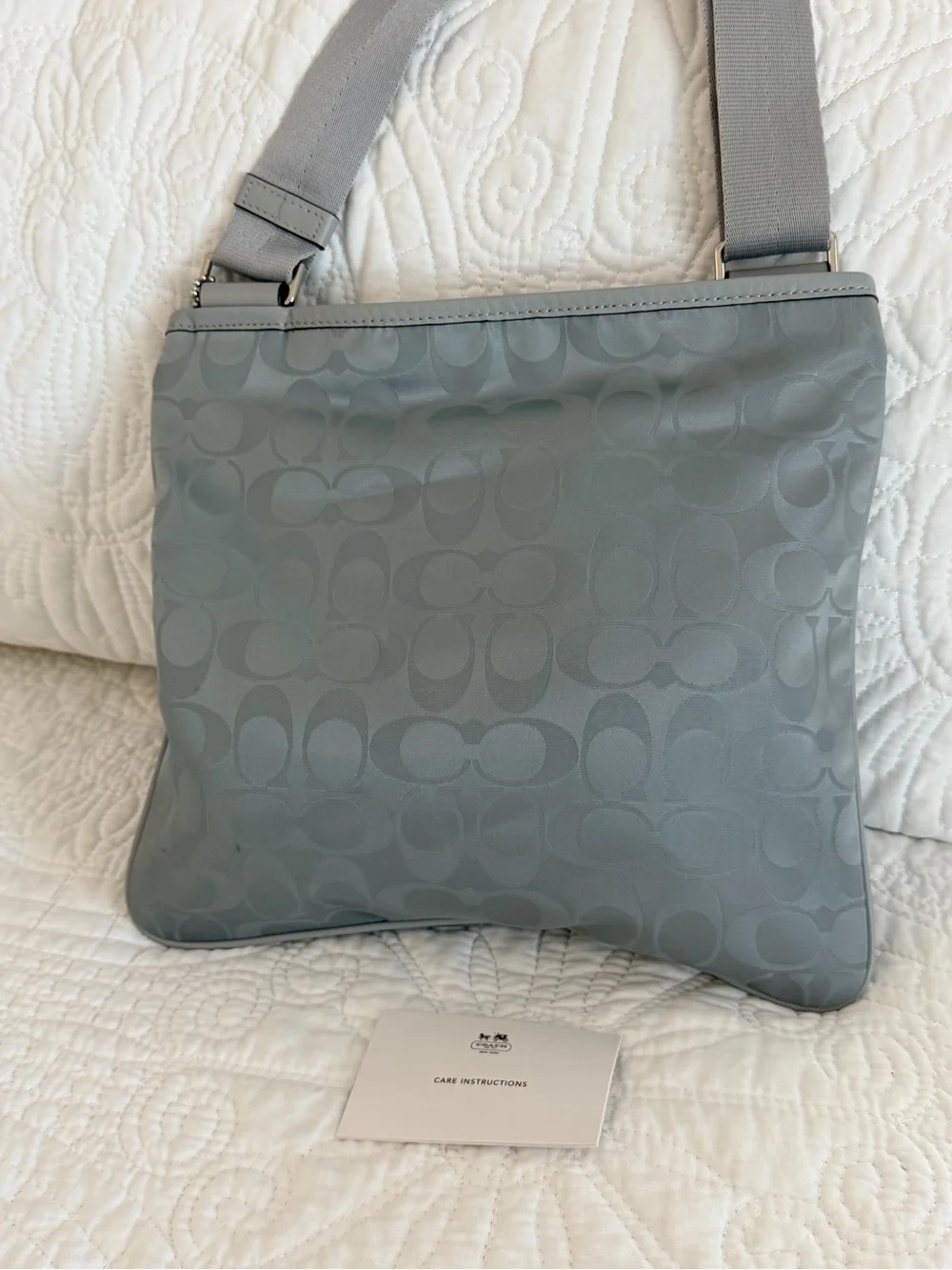 Coach Gray Signature Crossbody Bag with Adjustable Strap